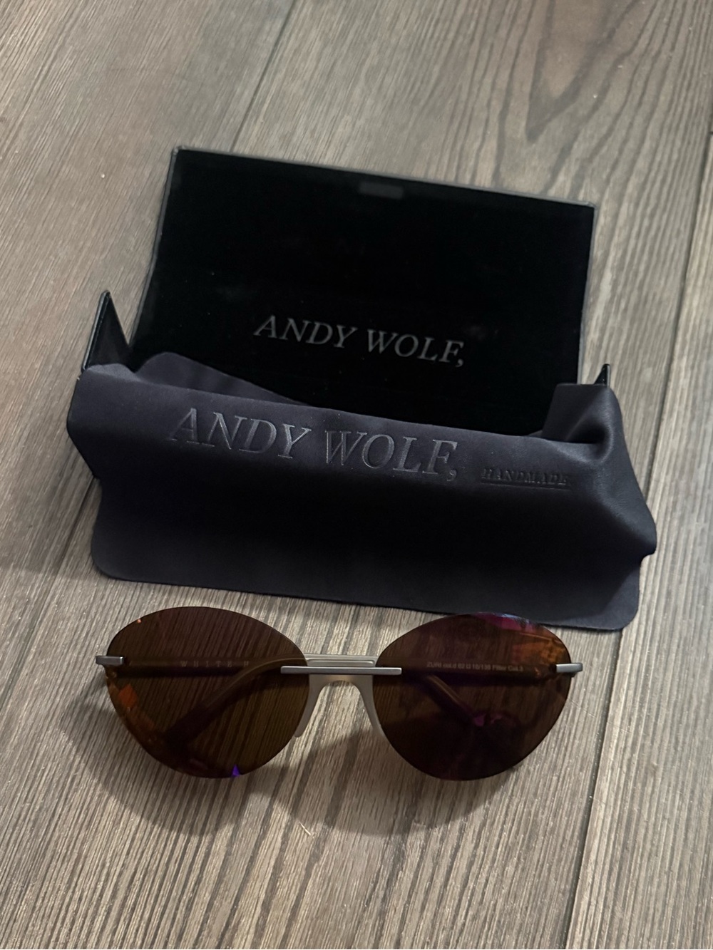 Andy Wolf White Heat Zuri Sun Rimless Sunglasses 62-18-135 Handmade France NWT